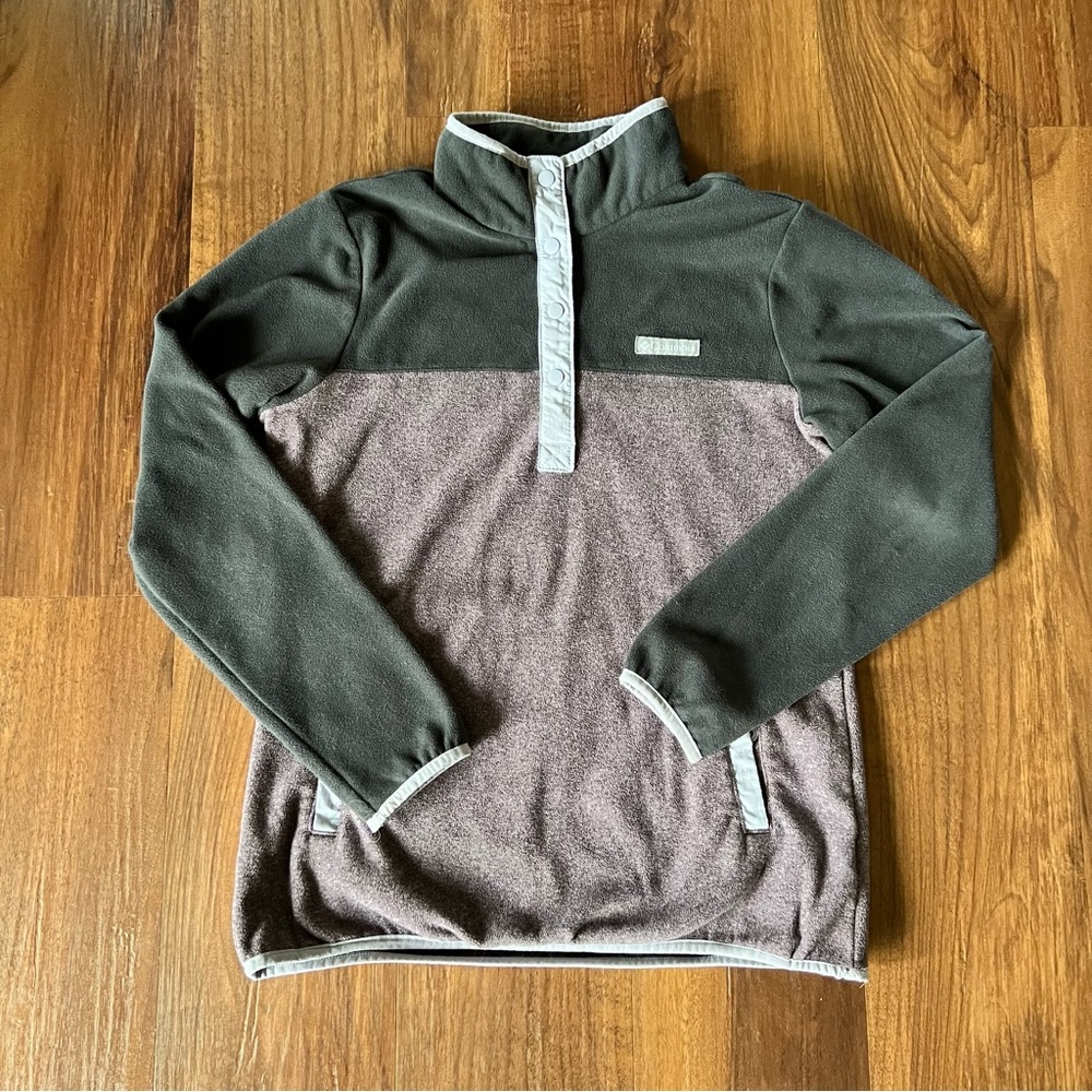 COLUMBIA 1/4 Snap Pullover Synchilla Purple Gray Jacket Fleece Coat | SZ M